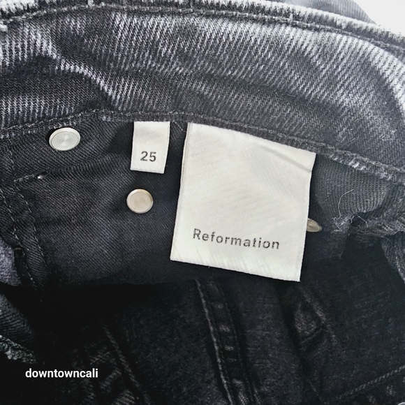 Reformation distressed Julia High Cigarette Jeans High Waist Black Jeans Zip Fly - Picture 8 of 8